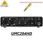 Внешняя звуковая карта BEHRINGERbehringer UMC204HD, запись аудио интерфейса, звуковая карта, живое вещание, USB, компьютер
