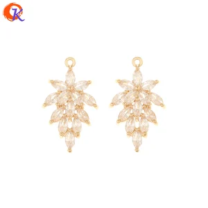 Сердечный дизайн 30 шт 14*24 мм CZ кулонювелирные аксессуарыручная работаформа листаподвескиСделай сам Изготовление ювелирных изделийСерьги