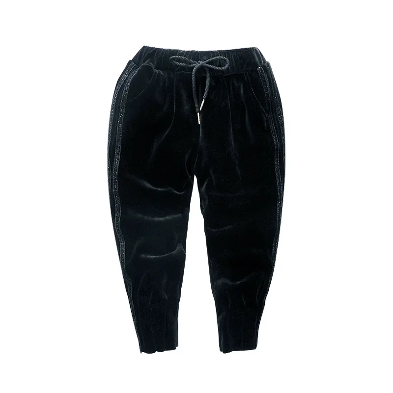 2021 г. Зимние плотные теплые штаны для девочек от 3 до 14 лет хлопковые спортивные