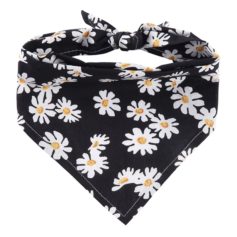 Pet Dog Floral Bandanas Scarfs Cute Daisies Printed Triangular Bibs Puppy Cats Washable Neckerchief Decorative Collar | Дом и сад