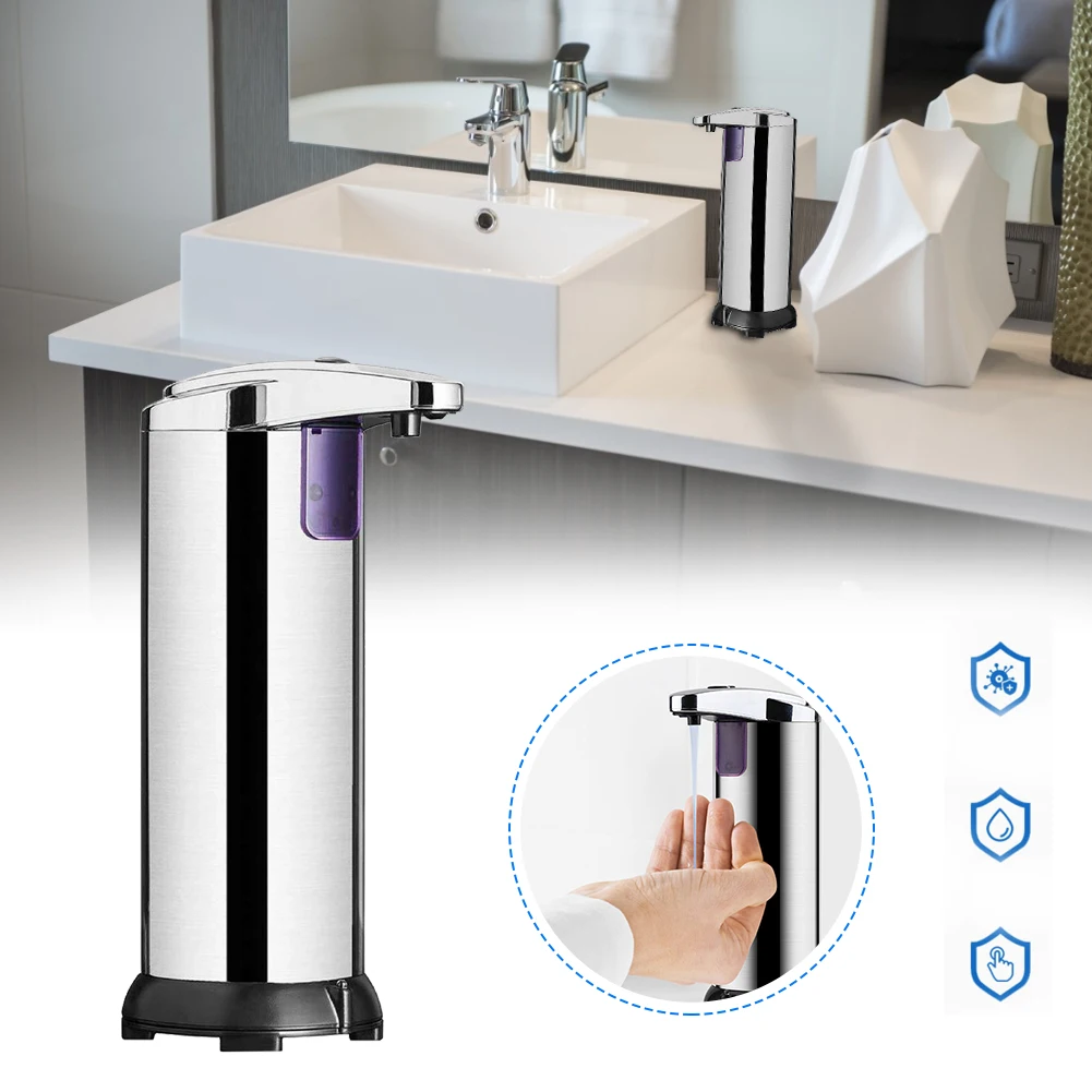 

Home Eco-Friendly Stainless Steel Hands Free Automatic IR Sensor Touchless Soap Liquid Dispenser 280ML