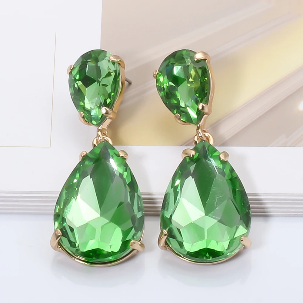 Новые богемные длинные висячие серьги в форме капли воды с кристаллами