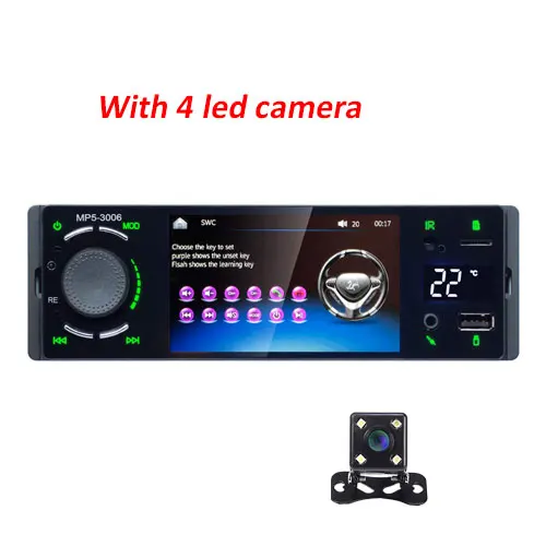 with 4 led camera Camecho 1 din Авторадио Автомагнитола 4," сенсорный экран авто аудио Bluetooth стерео FM Aux-IN вход 1DIN MP5 мультимедийный плеер - Цвет: with 4 led camera