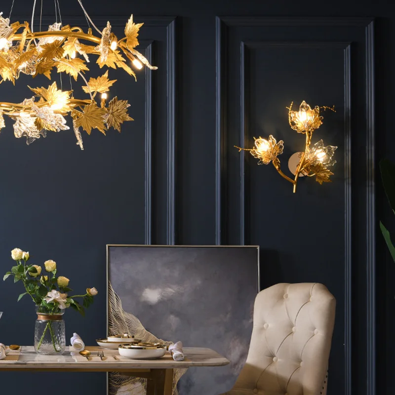 Роскошный европейский стиль алюминиевые ветки хрустальные листья кленовый