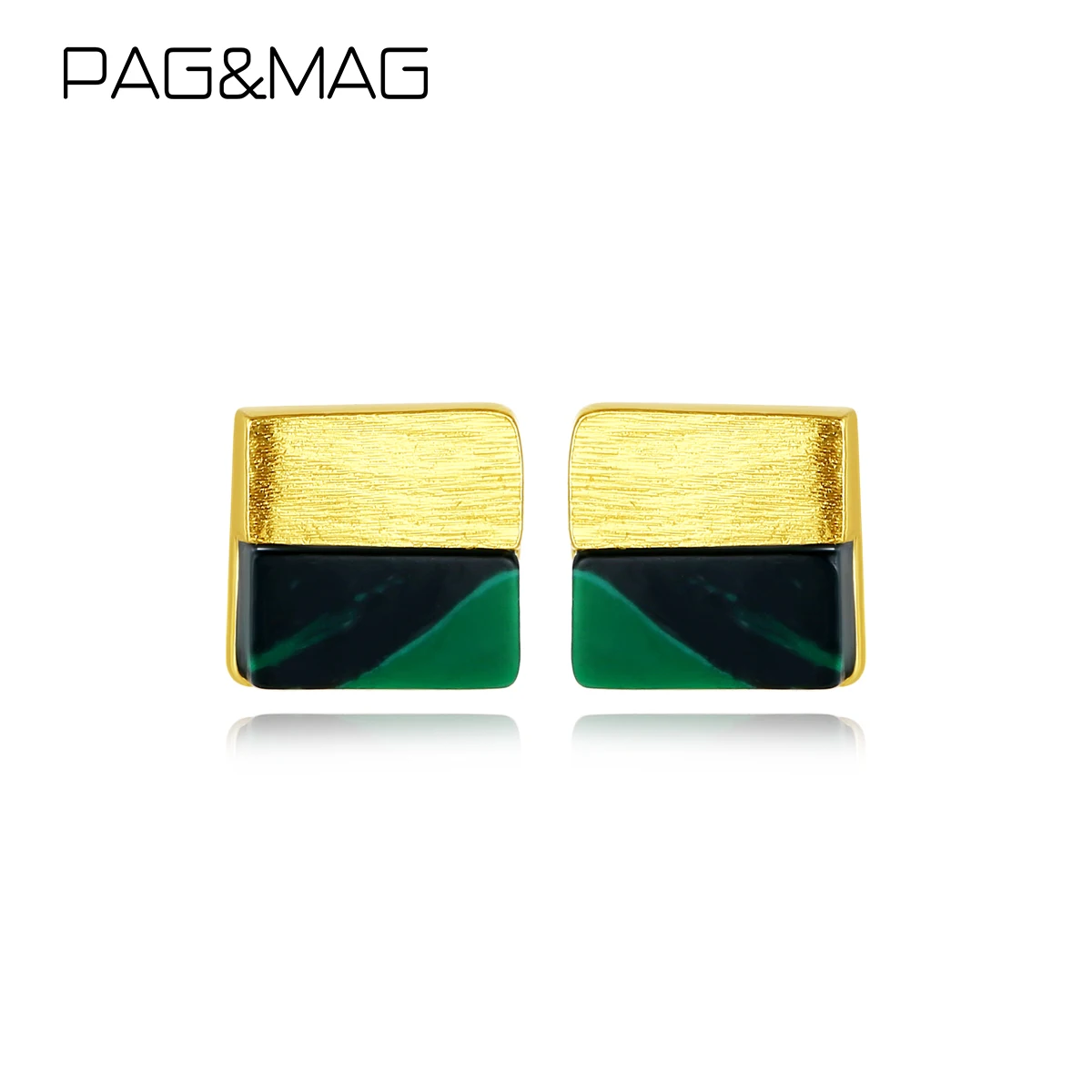 

PAG&MAG Genuine 925 Sterling Silver Retro Turquoise Stud Earrings For Women Geometric Earrings Fine Jewelry joyas de plata 925