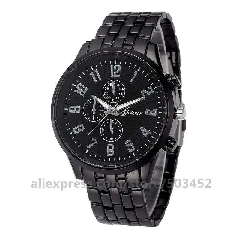 black black 100 шт./лот Gescar7802 римские цифры весы часы ремешок Сплав ремень модные часы три высота конец глаз наручные часы для мужчин - Цвет: black black