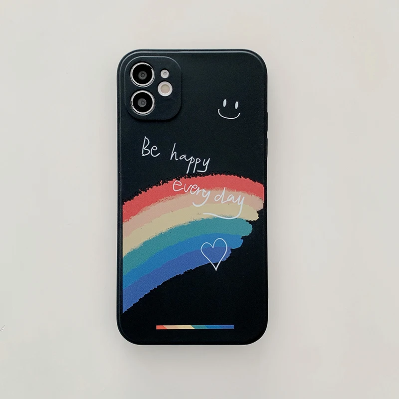 

For iPhone 7 8 Plus X Xs Xr Se 2020 11 Cases 12 13 Pro Max Cute Cover Shell Sillicone Rainbow Smile Phone Case
