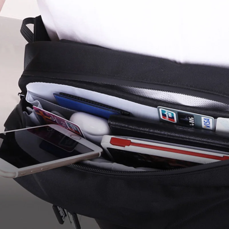 

Hot Selling Men's Black Cross-body Backpack Casual Business Sports Hiking Luxury Travel Waterproof Multi-function Shoulder Bag