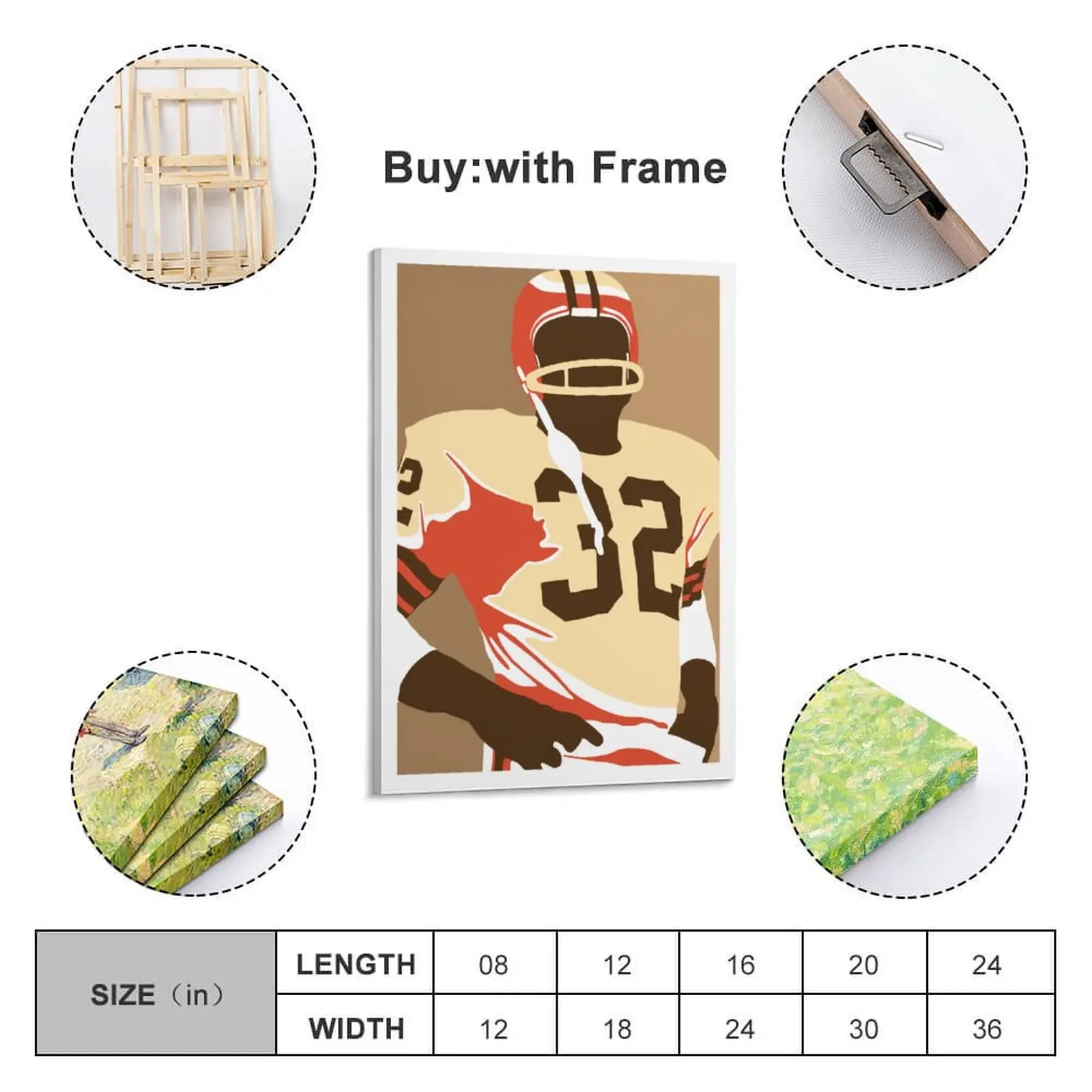 

Decor 32 Jim Brown Print Painting Canvas Hang A Picture for Living Room Wall Room Posters With Frame Modern Home