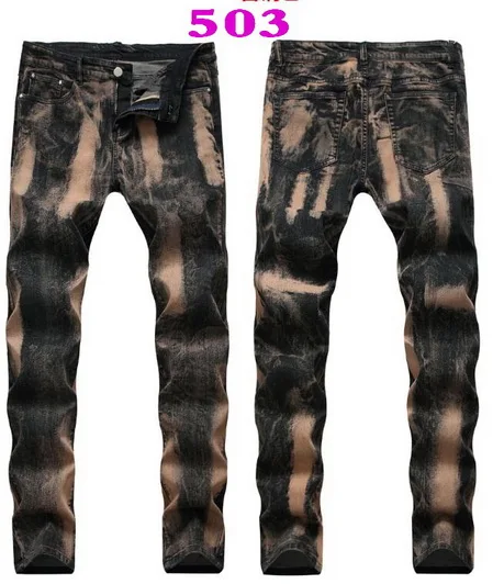 Men's Jeans Washed Cotton Distressed Skinny Ripped Jeans Slim Feet Jeans Men's Hole Denim Pants Multiple Styles Size 29-40