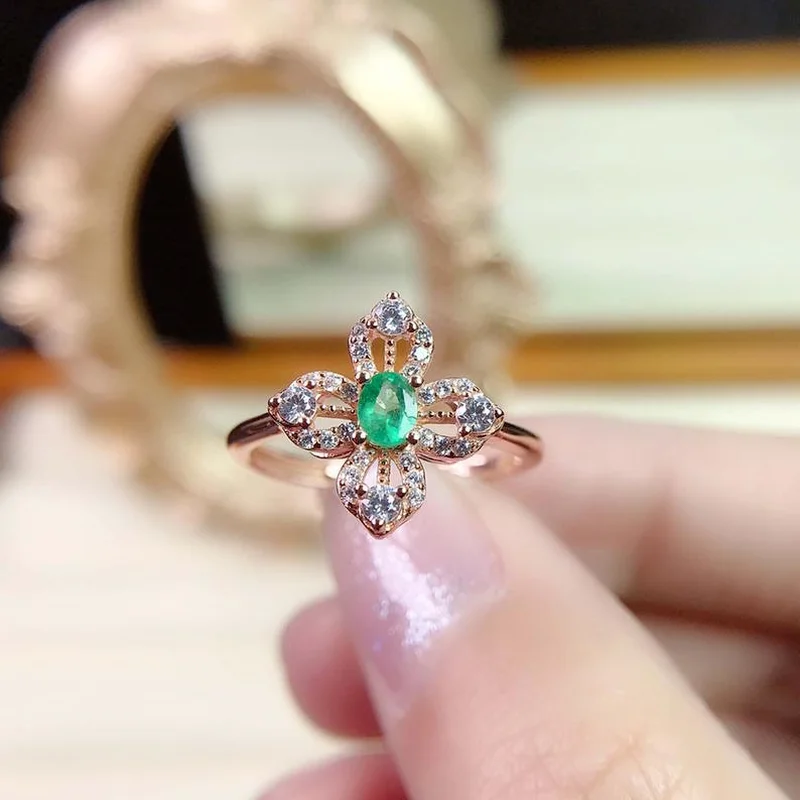

Popular Fashion Rose Gold Color Hollow Flower Inlaid Zirconia Crystal Female Ring For Women Party Jewelry Size 6-10