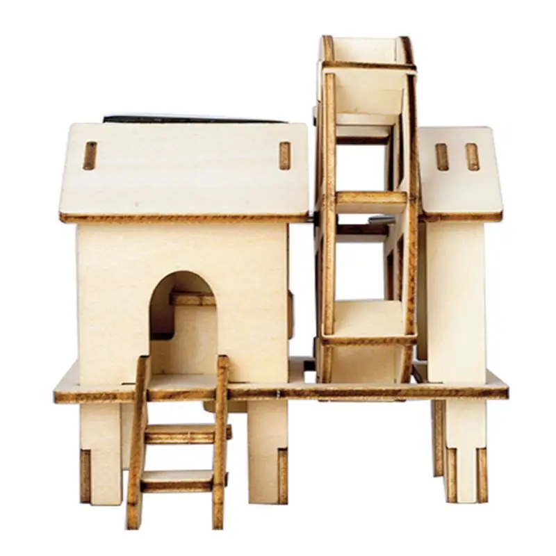 Солнечная энергия 3D деревянные головоломки DIY наборы Собранный кирпич ветряная