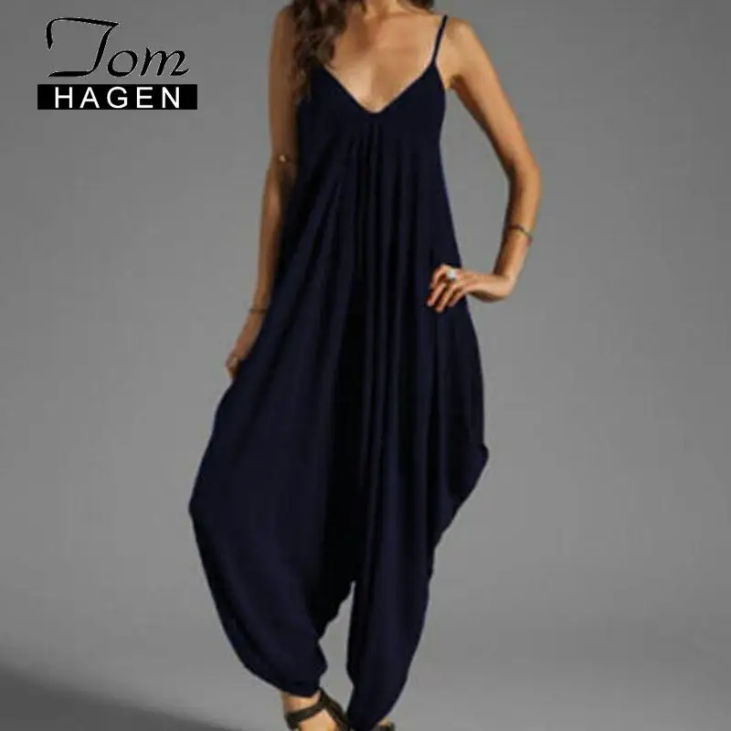 Женский комбинезон на тонких бретельках сексуальный Свободный женский большого