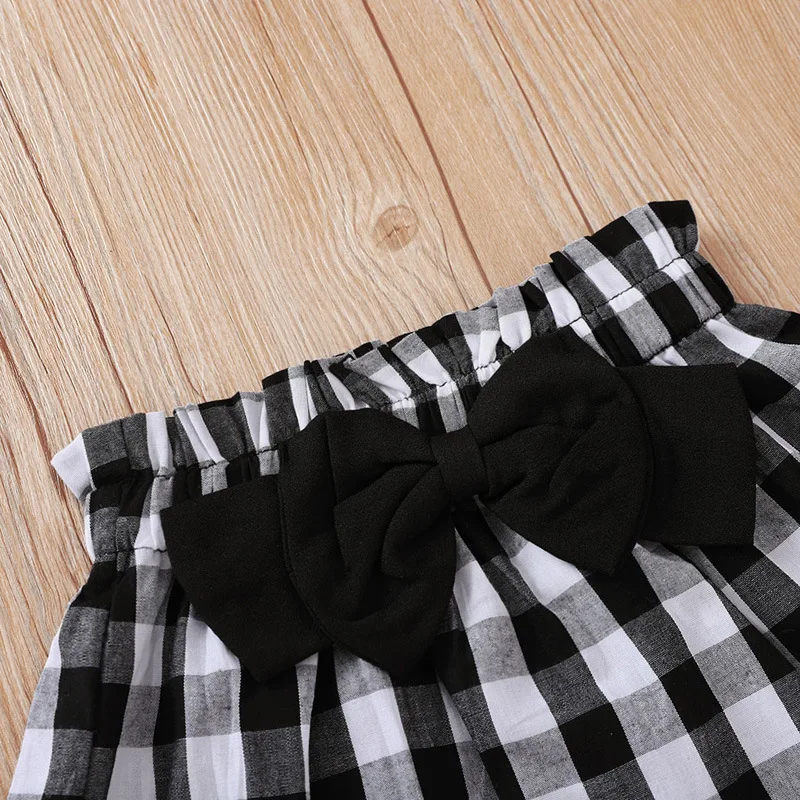 Комбинезоны для младенцев 2 шт. однобортные топы в клетку на лямках Милая Черная