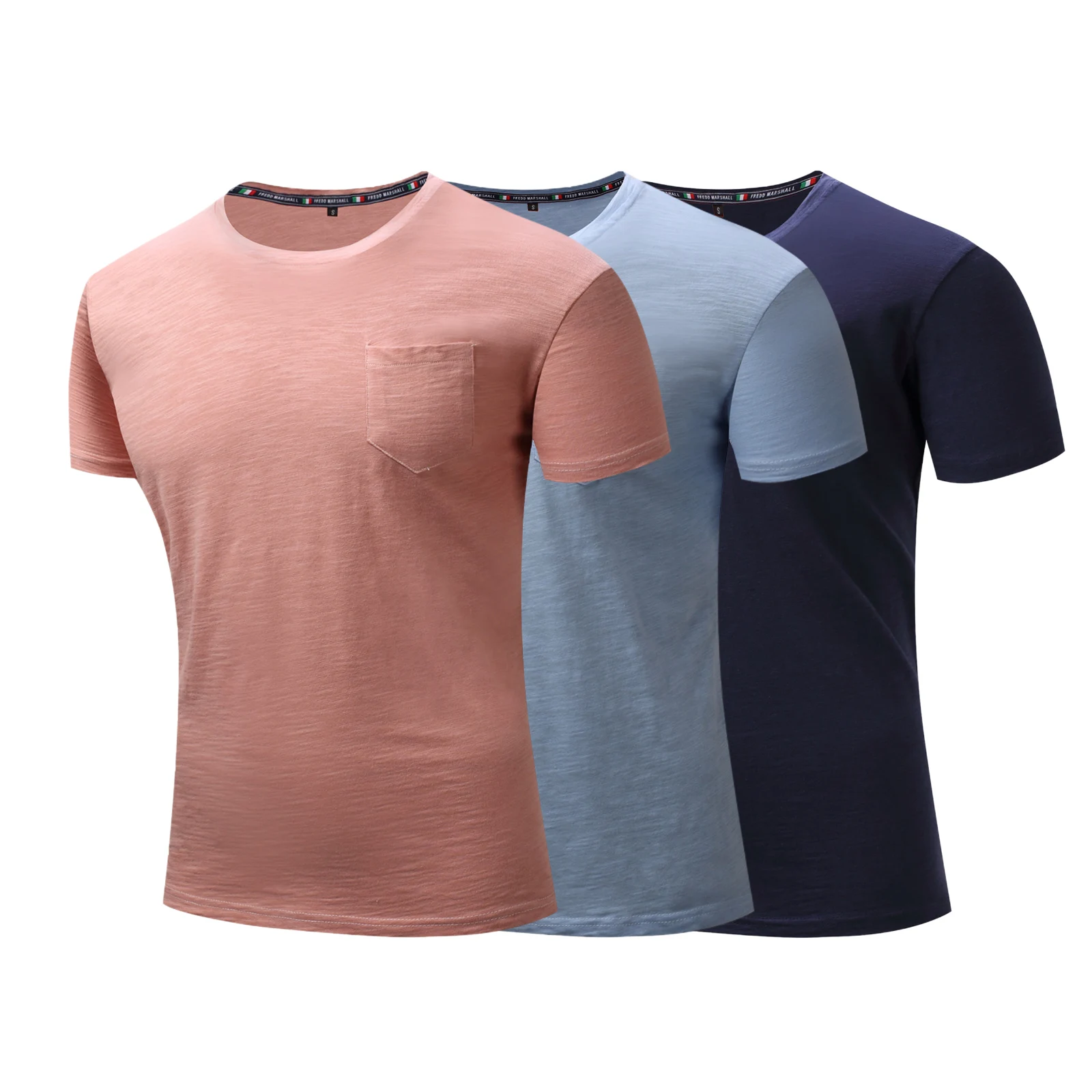 

Men Fashion Short Sleeve Round Neck T-shirt Stylish Solid Color Tops for Shopping Daily Wear