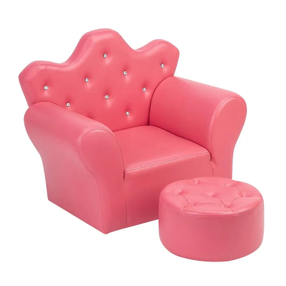 

Children Sofa PVC Leather Princess Sofa Mini Sofa Bright Rose Red-02472933