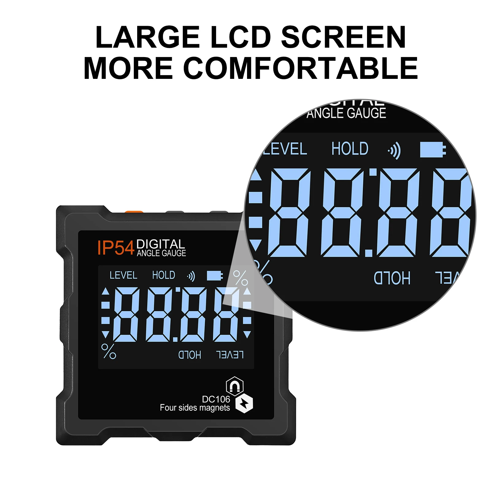 

Цифровой уровень-транспортир IP54, водонепроницаемый угломер с магнитной подсветкой