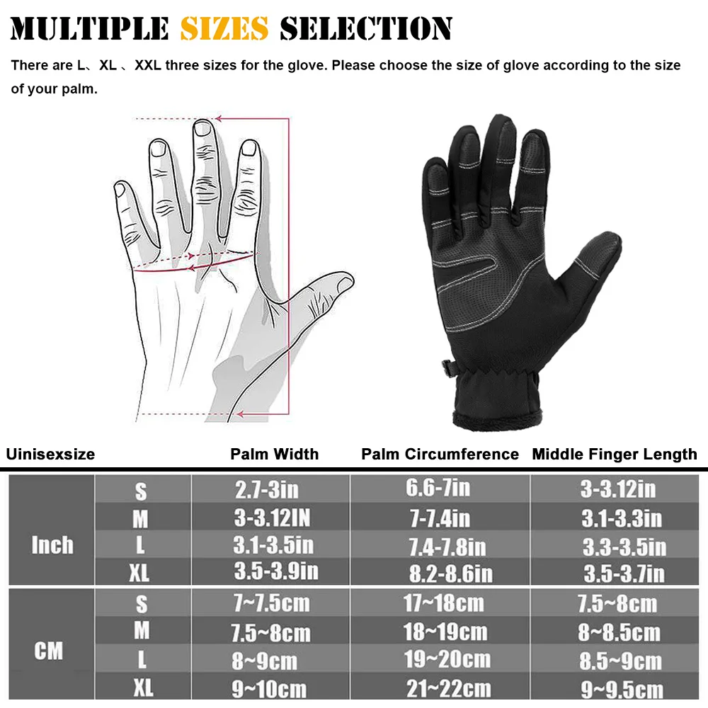 

Motorcycle Gloves Winter Bicycle Bike Riding Anti-skid Touch Screen Gloves Windproof Waterproof Hiking Gloves for Men Women
