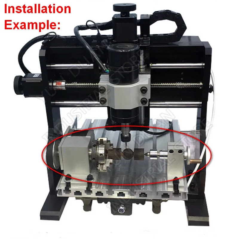 

4 Axis rotation A Axis Rotary Driver 4 Jaw 80mm K12-80 Chuck and Nema23 stepper motor Tailstock kit for wood CNC Milling Router