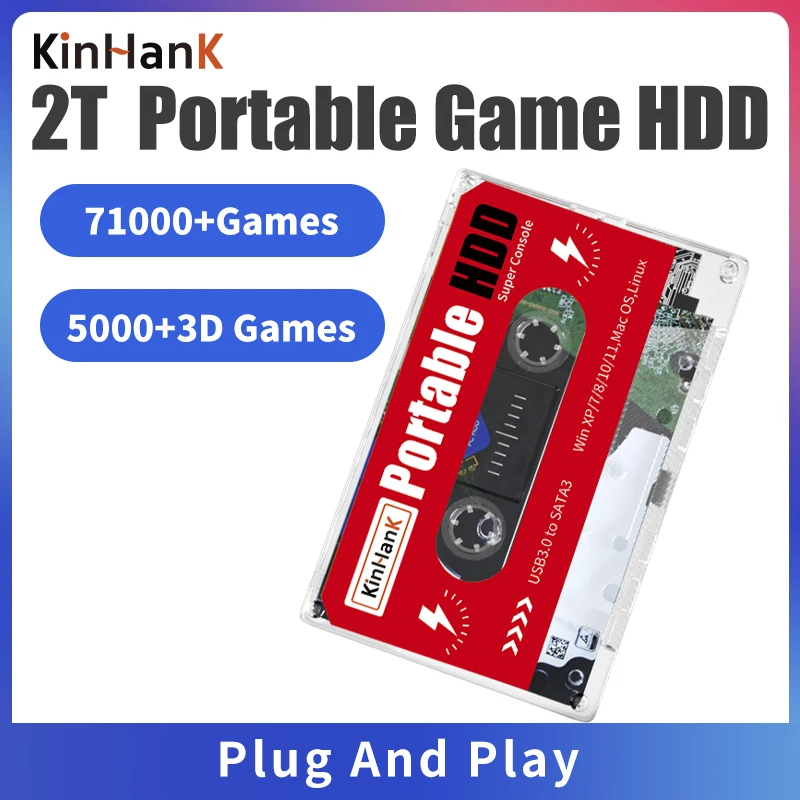 2T HDD Портативный внешний игровой жесткий диск SATA 3 для PS2/WII/SS/PS1/N64/DC / Laptop/PC/Super Console
