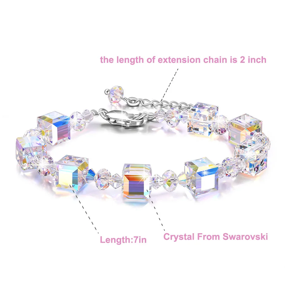 AOBOCO браслет Романтика Регулируемый Кристалл от Swarovski 925 пробы Серебряный браслет браслеты ювелирные изделия женские трендовые подарки