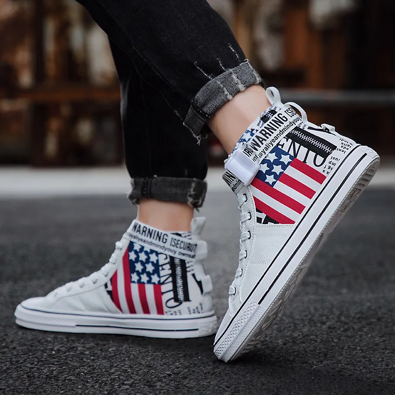 Star printed Canvas Shoes Young Mens Casual Style of Korea Calzado Hombre Hip-hop sneakers | Обувь