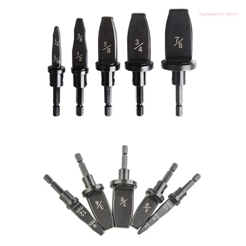 

5pcs Pipe Expander Metric and Inch Pipe Expander Hexagonal Handle Air Conditioner Copper Pipe Reamer Electrician Repair HX6D