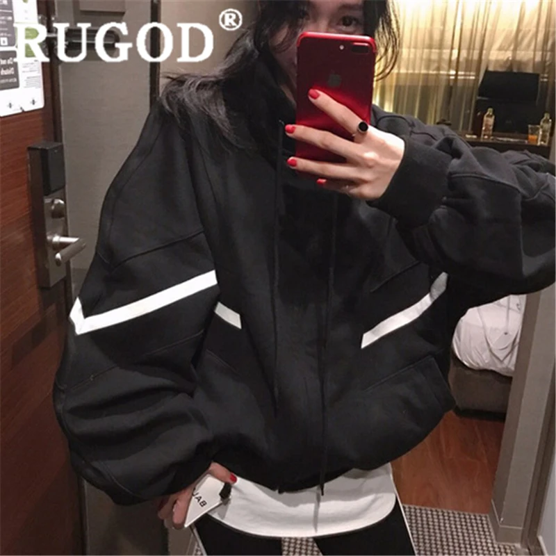 RUGOD базовое пальто для женщин стоячий воротник рукав летучая мышь молния шнурок