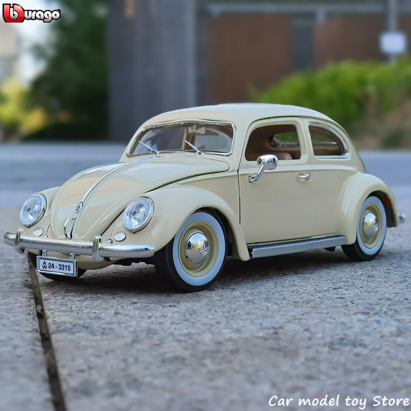 Модель автомобиля Bburago 1/18 1955 Volkswagen Beetle из сплава в стиле ретро Классическая