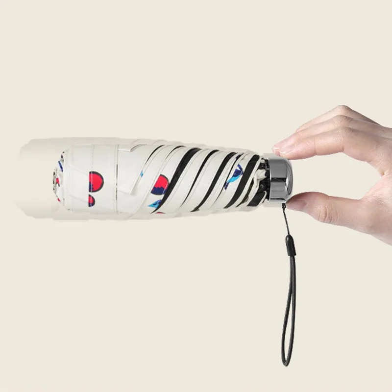 

Ring Hand Bag Rain and Sun Dual-purpose Sun Umbrella Portable Plastic Sun Protection Umbrella Pocket Five-fold Manual Umbrella