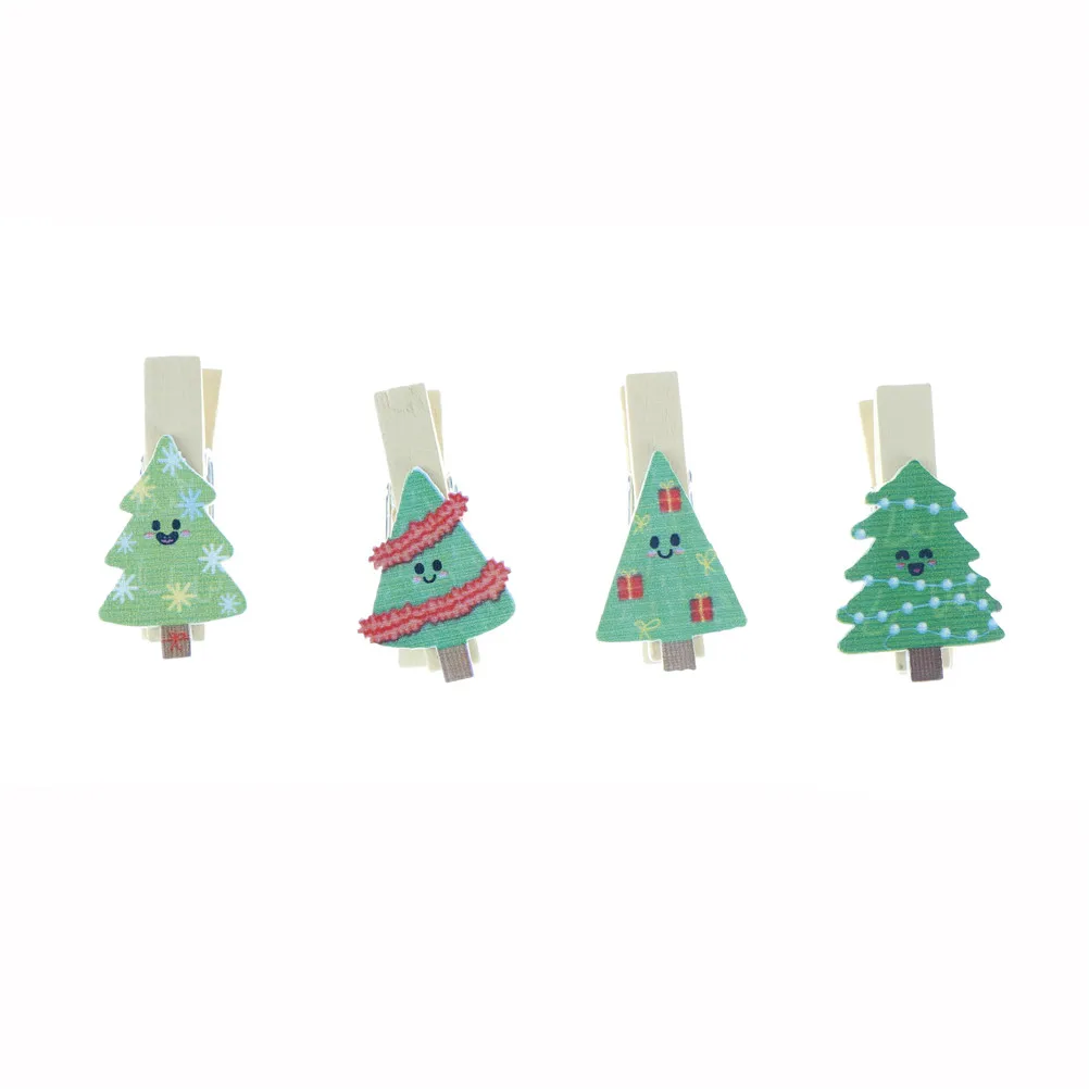 

New 10pcs/lot Lovely Christmas Tree Wooden Clip Photo paper Clothespin Craft Clips Party Decoration Clip with Hemp Rope