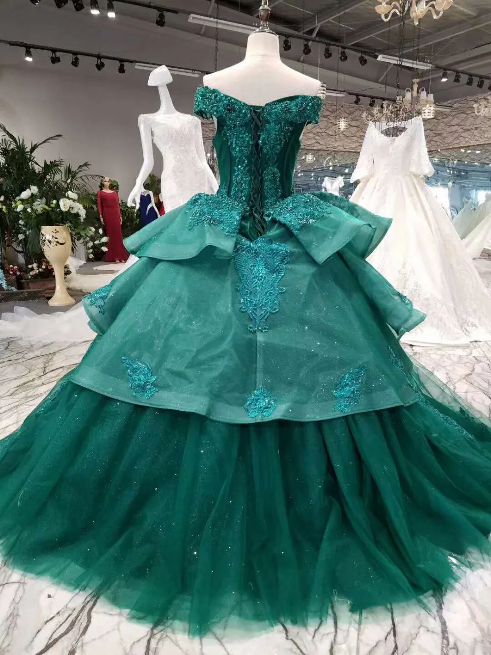 AIJINGYU Lace Ball Dresses 2021 Princess Elegant Reception Green Gown Evening Dress Underskirt