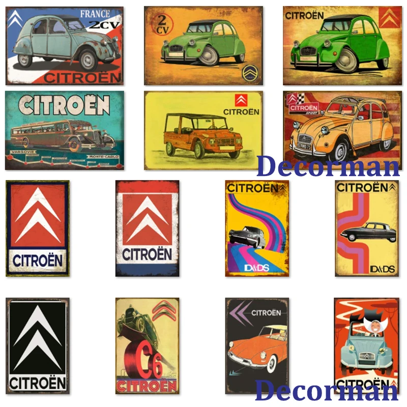 [DecorMan] Франции 2CV жестяная вывеска Пользовательские настенные таблички Железный
