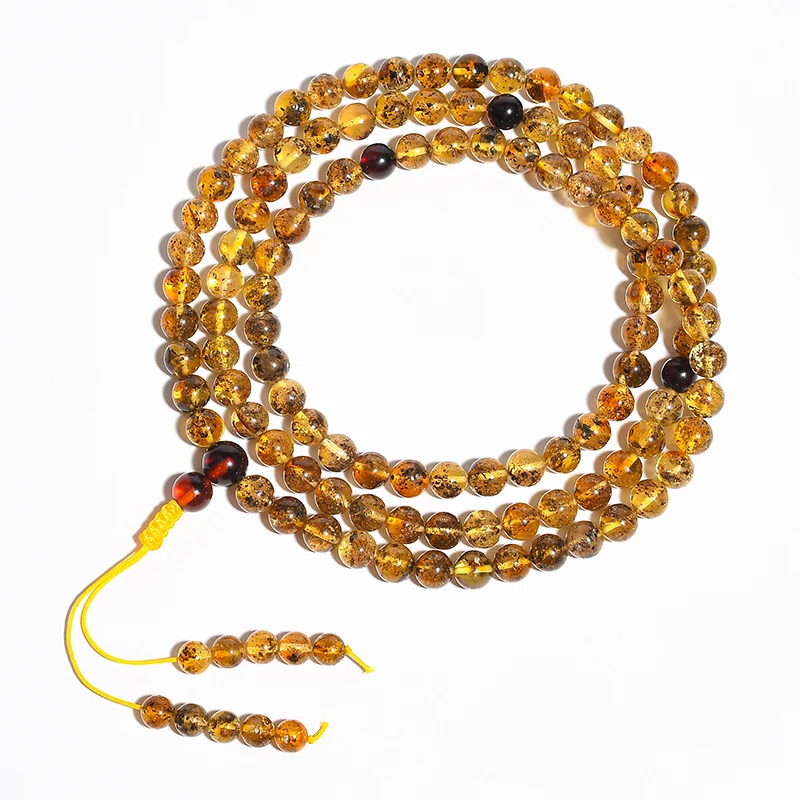 Натуральный Балтийский Янтарь натуральный пейзаж на 108 бусин браслет SL00010|Гибкие