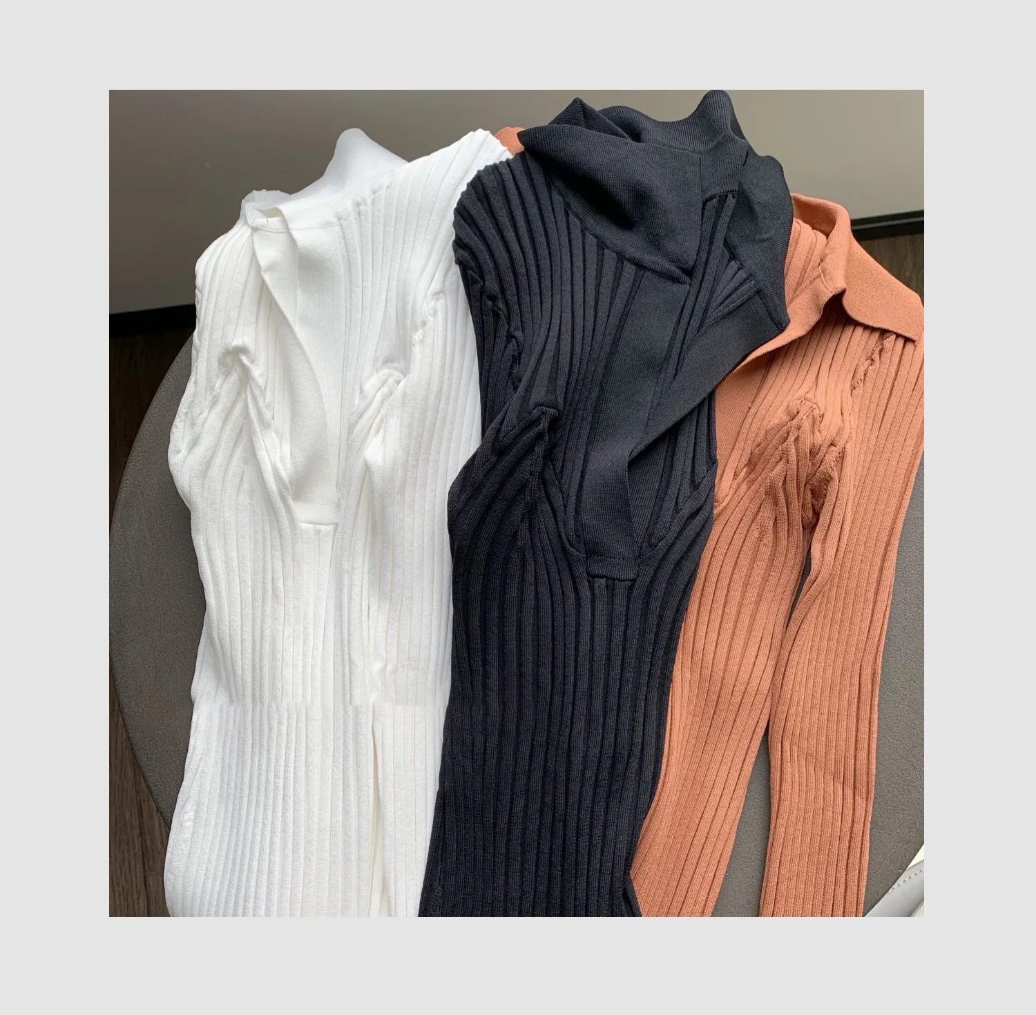 

Women Sweater 2021 Early Autumn New V-neck Pit Stripe Slim Slimming Knit Sweater Solid Color Bottoming Shirt with Top