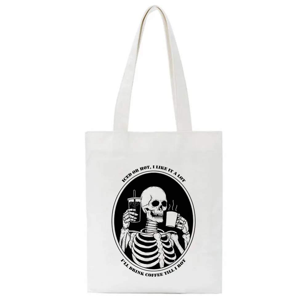 

New Arrival Korea Skull Bouquet Shoulder Bags Fashion Large-capacity Women Bag Harajuku Punk Female Shopping Canvas Tote Casual