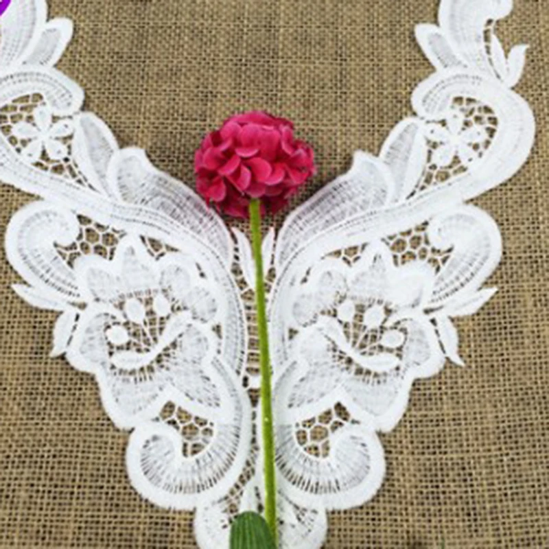 

New White Lace Fake Collar Appliqued Patch Garment Press Sticker Sew On Transfers Patches for Women Dress Tops Collars DIY Craft