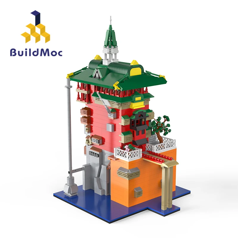 

Строительные блоки BuildMoc MOC Yubaba Hot Spring, конструктор в японском стиле, архитектура города, уличный вид, «сделай сам», игрушки для детей, подарок