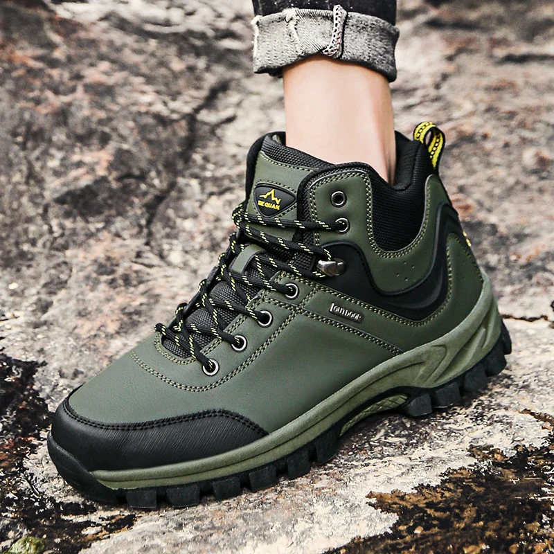 

Men Comfortable and Breathable Hiking Shoes Outdoor Cushioning Non-slip Cross-country Shoes Men Fashion High-top Sneakers Men
