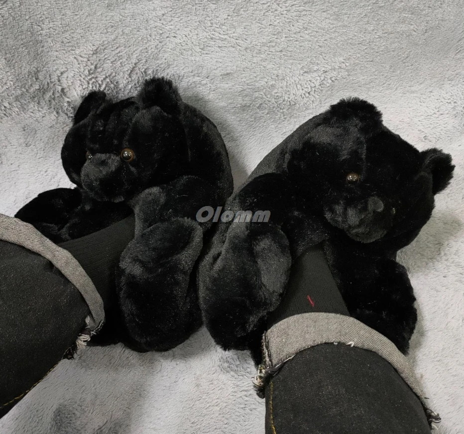 

Women Teddy Bear Slippers Winter Warm Plush House Shoes Indoor Flip Flops Funny Cartoon Bear Slipper Female Soft Anti-slip Shoes