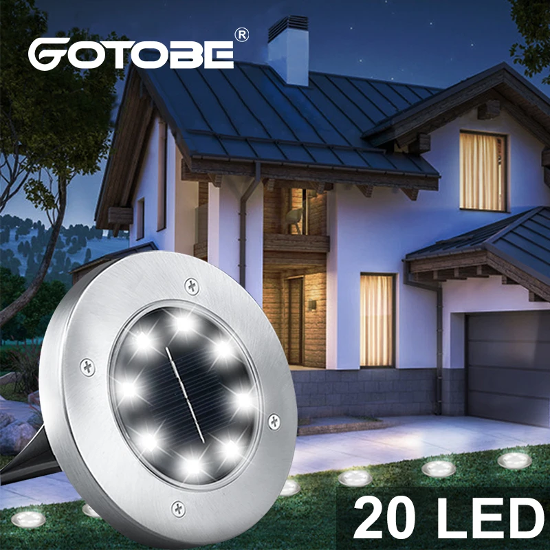 

Outdoor Solar Powered Ground Light Waterproof Garden Pathway Deck Lights With 8/12/20 LED Lamp for Home Yard Driveway Lawn Road