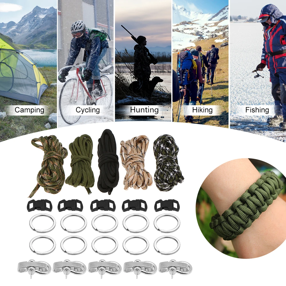 Шнур Паракорд для выживания на природе 250 фунтов набор ремесла с пряжками скобами