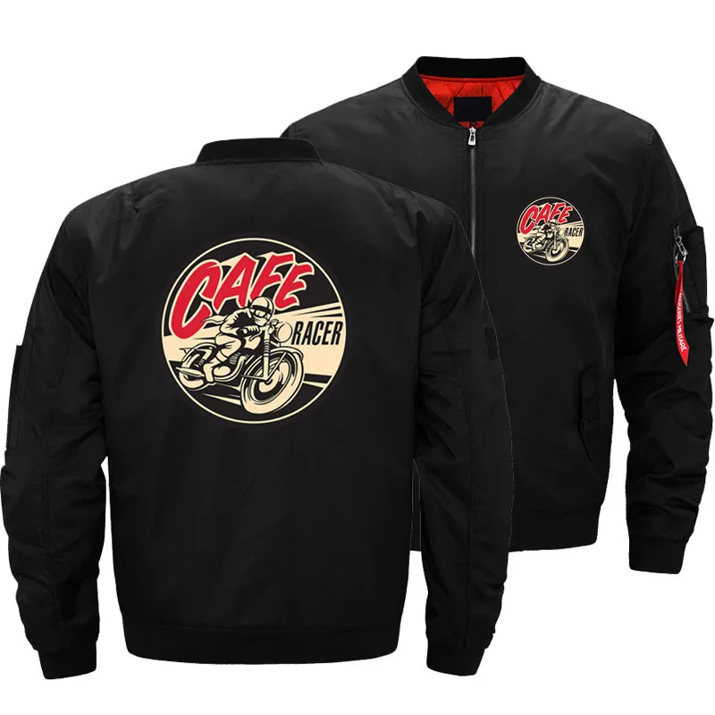 Кафе гонщик мотоцикл новый курточка бомбер для мужчин Лидер продаж теплая Модная