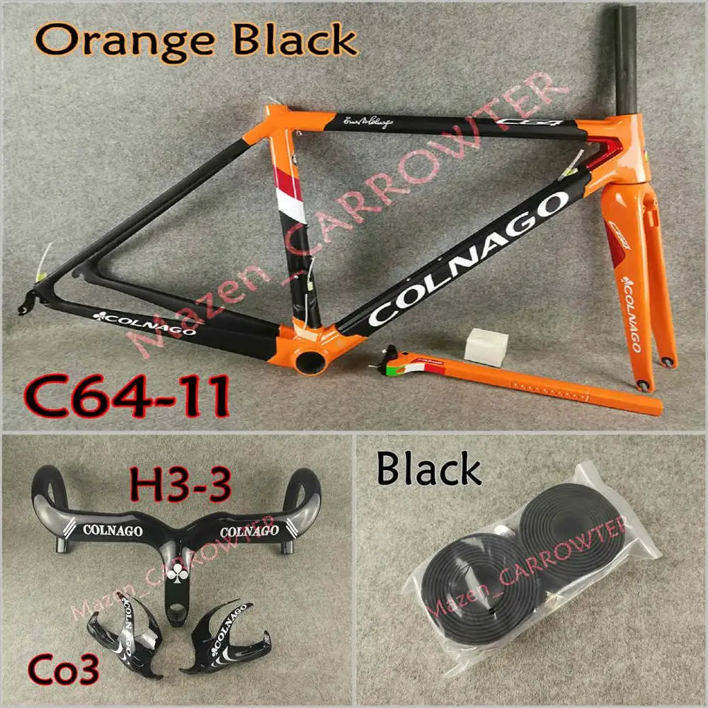 Package 4 T1100 UD МАТОВЫЕ-глянцевые оранжевые черные Colnago C64 карбоновые шоссейные рамы, седло для бутылки, клетки 50 мм карбоновые колеса UPS XDB - Цвет: Package 4