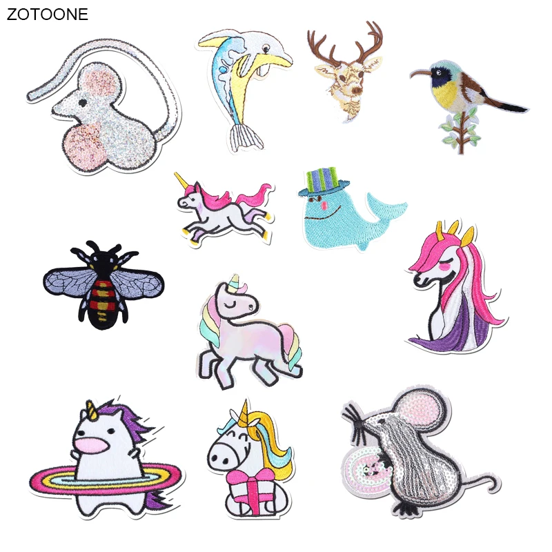 ZOTOONE Железный на Единороге патч с изображением дельфина для одежды пришить птиц
