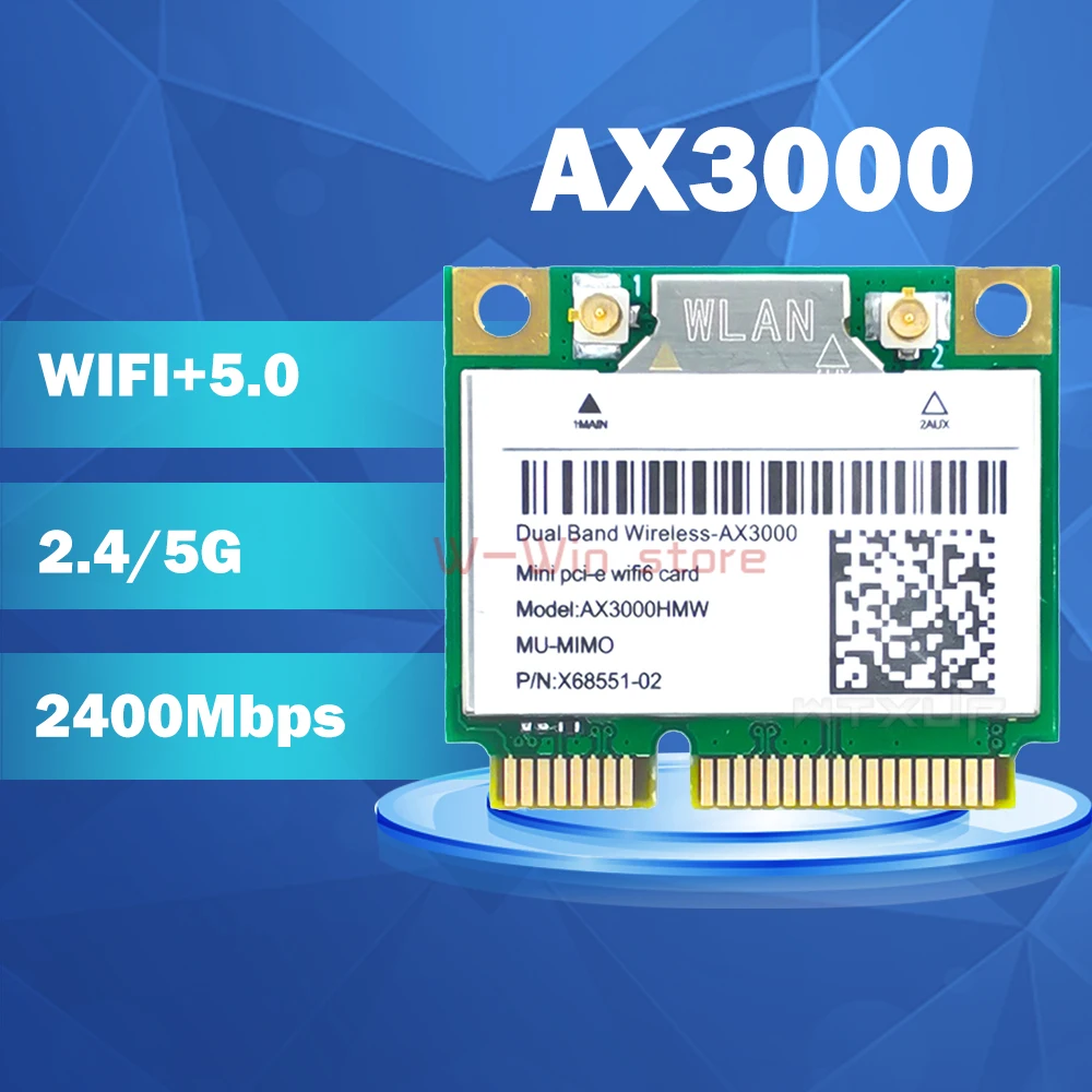 2974 Мбит/с Wi Fi 6 AX3000 Беспроводной Половина Mini PCI E беспроводная сеть карты Bluetooth 5 0
