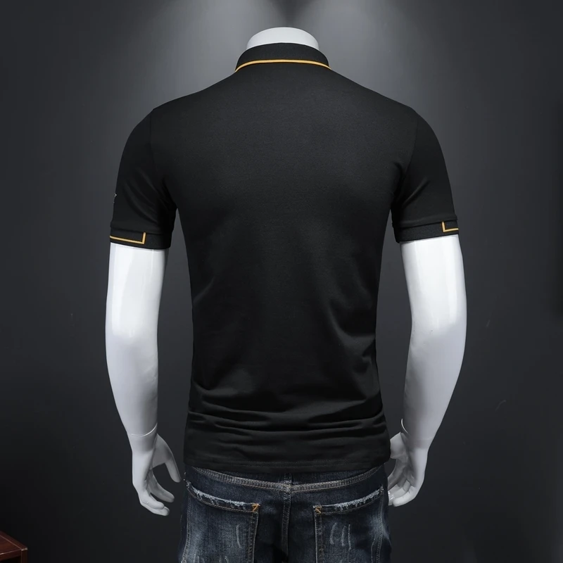 Модная вышивка Camisa отложной воротник Высокое качество Мужская одежда тренд Поло