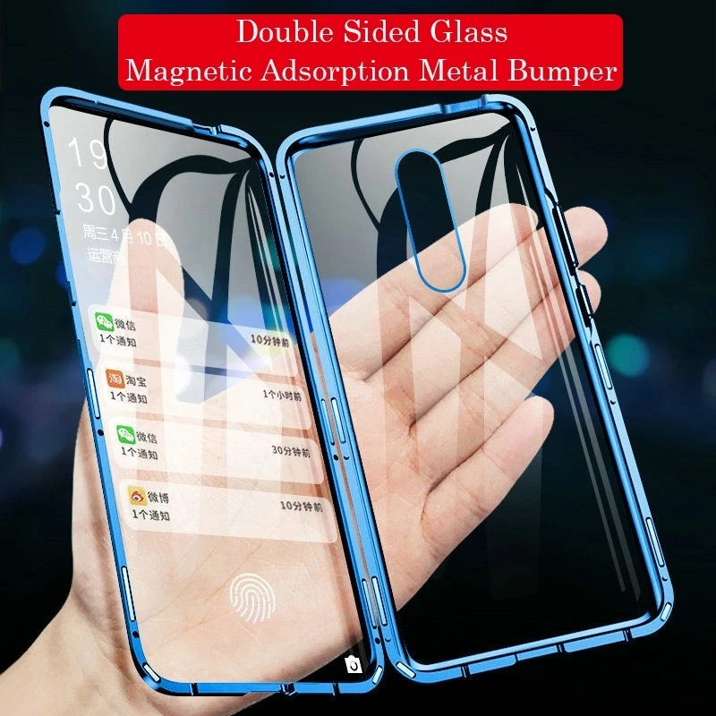 

360 Full Magnetic Phone Case For Oneplus 9 7 Pro Coque Aluminum Metal Frame Cover Bumper For Oneplus 8T 8 Pro 7T 6 Glass Case