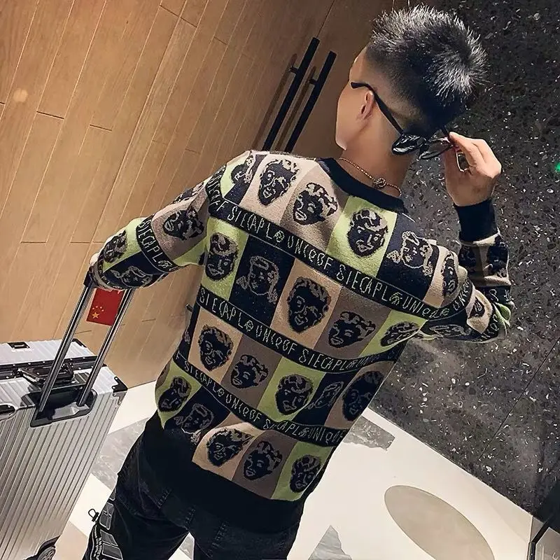 

Men's sweater Hanfeng autumn and winter Plush thickened new print primer