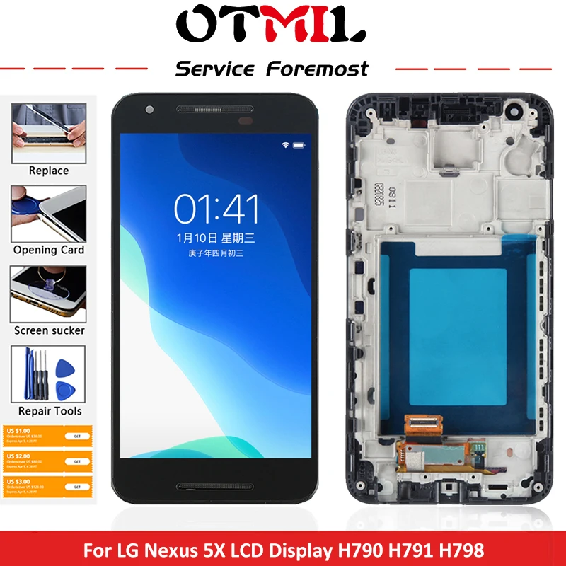 OTMIL 5 2 &quotЖК-дисплей для LG Nexus 5X ЖК-дисплей Дисплей H790 H791 H798 кодирующий